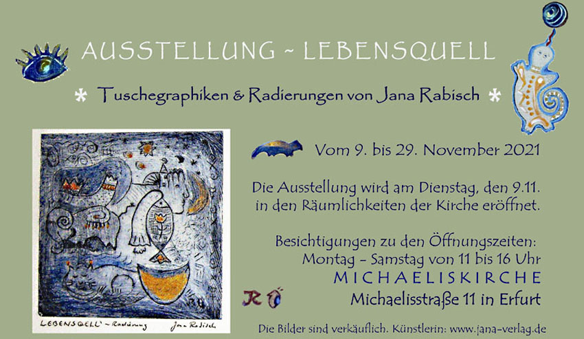 Ausstellung Lebensquell Michaeliskirche Erfurt 9. bis 29. November 2021, 11 bis 16 Uhr